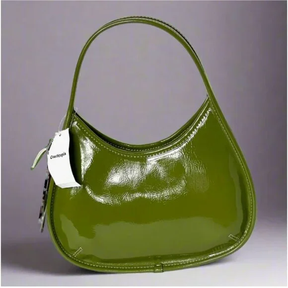 Coach Coachtopia Ergo Bag Olive Crinkle Patent Leather Shoulder CQ003 - Picture 11 of 11